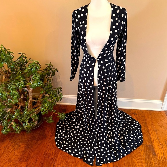 Vici Tops - Vici Black and White Polka Dot Long Kimono Size Small